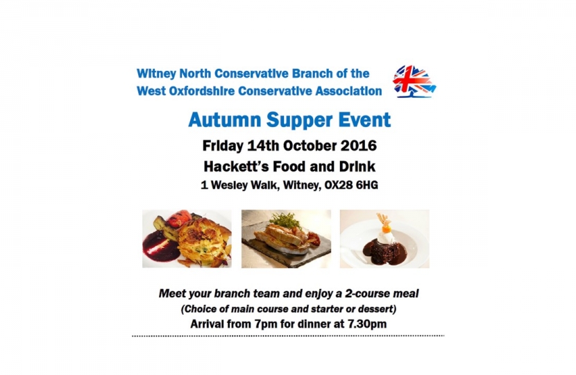Witney Branch Autumn Supper flyer