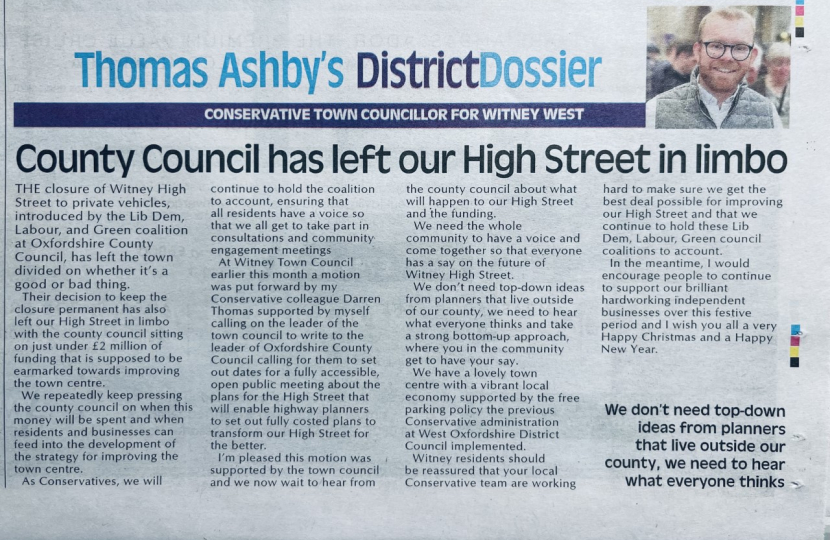 Cllr Thomas Ashby's Witney Gazette District Dossier